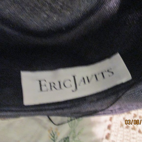 Eric Javits Black Straw Hat Gold Trim Bow Back main image 11